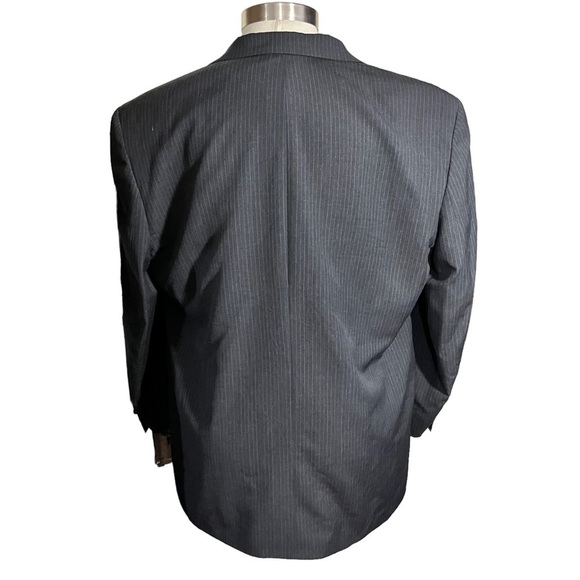 Ralph Ralph Lauren Black & Grey Penstriped Wool Cashmere Suit Jacket Sz 44R EUC - Picture 4 of 12